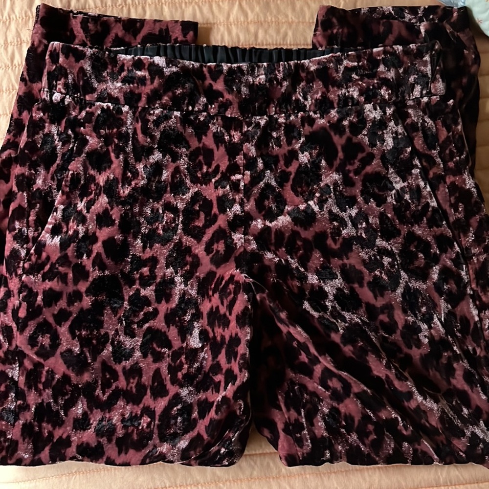 J. Crew Pull On Easy Pants In Rose Leopard Velvet